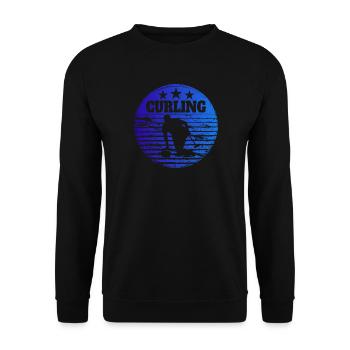 Curling Spieler Wintersport Eisstockschießen - Unisex Pullover - Schwarz - Vorne - Alina (178cm) & Michal (187cm)