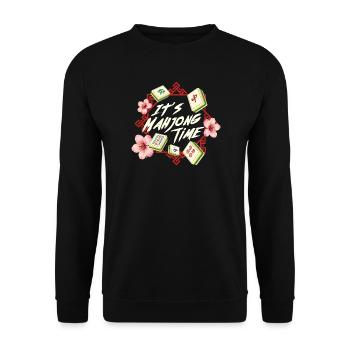 Es ist Mahjong Zeit Mah Jong Player Casino - Unisex Pullover - Schwarz - Vorne - Alina (178cm) & Michal (187cm)