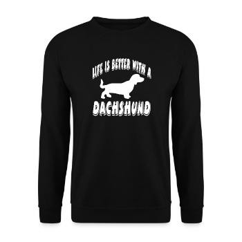 Dackel - Unisex Pullover - Schwarz - Vorne - Alina (178cm) & Michal (187cm)