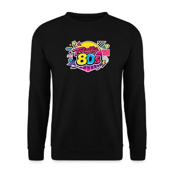 totally 80s - Unisex Pullover - Schwarz - Vorne - Alina (178cm) & Michal (187cm)