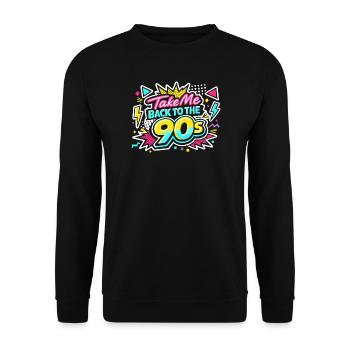 Back to the 90s retro 90s outfit 90s - Unisex Sweatshirt - black - Front - Alina (178cm) & Michal (187cm)