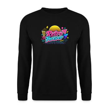 Retro Forever Neon 80s Vibe - Unisex Sweatshirt - black - Front - Alina (178cm) & Michal (187cm)