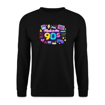 made in the 90s - Unisex Pullover - Schwarz - Vorne - Alina (178cm) & Michal (187cm)