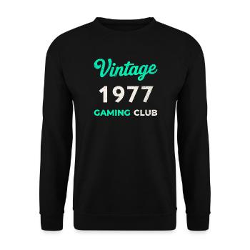Vintage 1977 – Gaming Club Retro Geburtsjahr - Unisex Pullover - Schwarz - Vorne - Alina (178cm) & Michal (187cm)