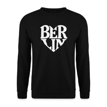 Berlin Herzschrift Logo - Unisex Pullover - Schwarz - Vorne - Alina (178cm) & Michal (187cm)