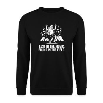 Lost in the Music Found in Field - Unisex Sweatshirt - black - Front - Alina (178cm) & Michal (187cm)