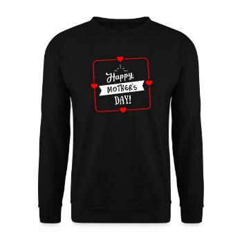 Happy Mothers Day Heart Border - White Red - Unisex Sweatshirt - black - Front - Alina (178cm) & Michal (187cm)