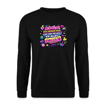 auf wen und was ich alles scheiß - Unisex Pullover - Schwarz - Vorne - Alina (178cm) & Michal (187cm)