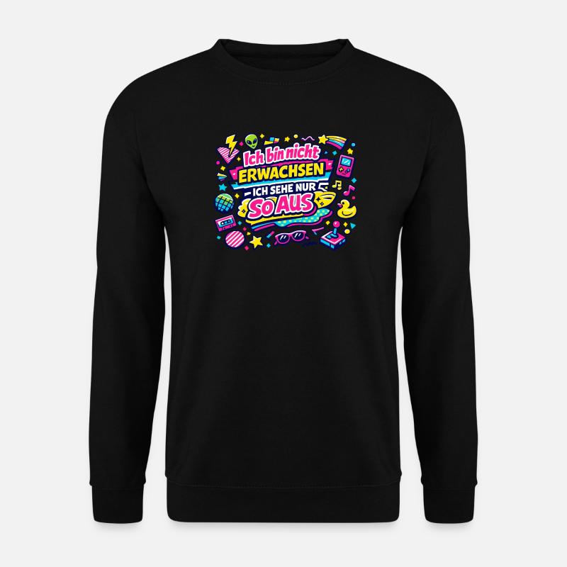 Ich bin nicht erwachsen – Retro - Unisex Pullover - Schwarz