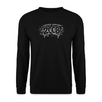 Limitierte Edition 2008 Graffiti Grafik Geburtstag - Unisex Pullover - Schwarz - Vorne - Alina (178cm) & Michal (187cm)