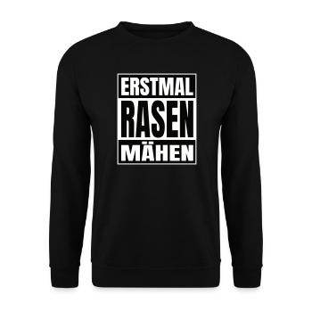 Erstmal Rasen mähen - Unisex Pullover - Schwarz - Vorne - Alina (178cm) & Michal (187cm)