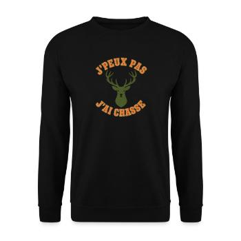 Ich kann nicht. Ich habe Jahrgangshirsche gejagt. - Unisex Pullover - Schwarz - Vorne - Alina (178cm) & Michal (187cm)