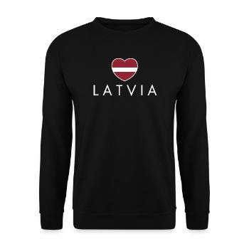 Heart with Latvian flag, I love Latvia - Unisex Sweatshirt - black - Front - Alina (178cm) & Michal (187cm)