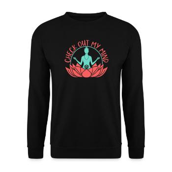 Yoga Check Out My Mind Funny Yoga - Unisex Pullover - Schwarz - Vorne - Alina (178cm) & Michal (187cm)