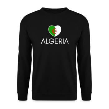 Cœur avec drapeau algérien, j’aime l’Algérie - Sweat-shirt Unisexe - noir - Devant - Alina (178cm) & Michal (187cm)