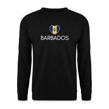 Herz mit Barbados-Flagge, ich liebe Barbados - Unisex Pullover - Schwarz - Vorne - Alina (178cm) & Michal (187cm)