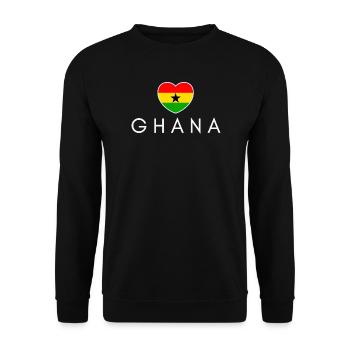 Herz mit Ghana-Flagge, ich liebe Ghana - Unisex Pullover - Schwarz - Vorne - Alina (178cm) & Michal (187cm)
