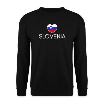 Herz mit slowenischer Flagge, ich liebe Slowenien - Unisex Pullover - Schwarz - Vorne - Alina (178cm) & Michal (187cm)