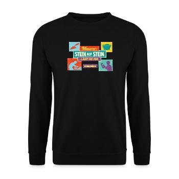 Stone on stone runs with me – Maurer Spruch - Unisex Sweatshirt - black - Front - Alina (178cm) & Michal (187cm)