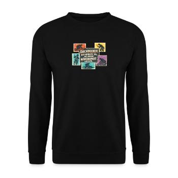 Roofer Saying Retro Collage - Unisex Sweatshirt - black - Front - Alina (178cm) & Michal (187cm)