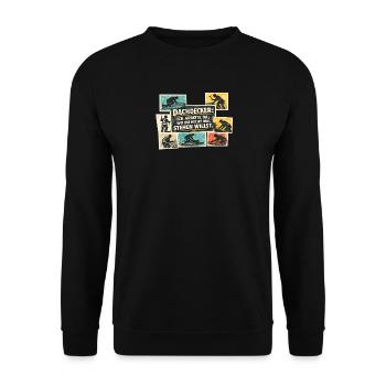 Dachdecker Spruch Motiv - Unisex Pullover - Schwarz - Vorne - Alina (178cm) & Michal (187cm)