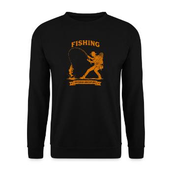 Fishing Outdoor Adventure - Angler Vintage - Unisex Pullover - Schwarz - Vorne - Alina (178cm) & Michal (187cm)