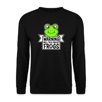 Avertissement : parlera des grenouilles, grenouille, animal drôle. - Sweat-shirt Unisexe - noir - Devant - Alina (178cm) & Michal (187cm)