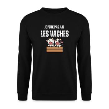 Je peux pas j'ai les vaches - Sweat-shirt Unisexe - noir - Devant - Alina (178cm) & Michal (187cm)