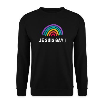 Je suis gay – arc-en-ciel fierté LGBTQ+ - Sweat-shirt Unisexe - noir - Devant - Alina (178cm) & Michal (187cm)