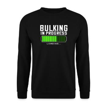 Bulking in Progress Fitness GYM Bodybuilding - Unisex Pullover - Schwarz - Vorne - Alina (178cm) & Michal (187cm)