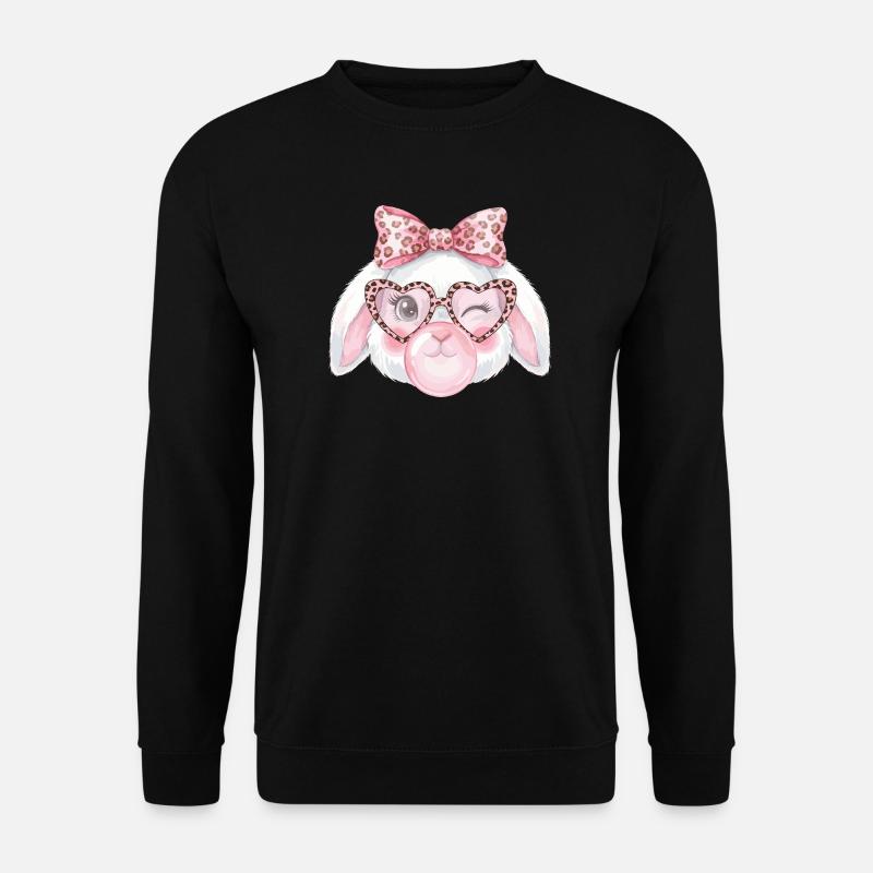 Leopardgläser Ostern Häschen mit Rosa Schleife - Unisex Pullover - Schwarz