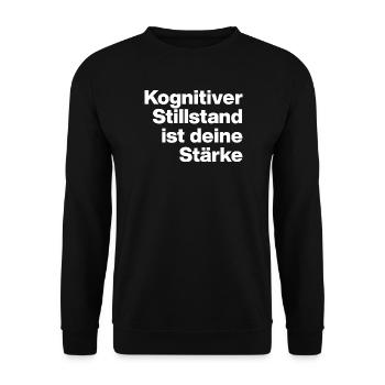 COGNITIVE STANDSTILL IS YOUR STRENGTH. SARKASMU - Unisex Sweatshirt - black - Front - Alina (178cm) & Michal (187cm)