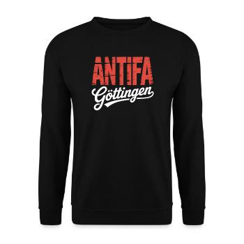 Antifa Göttingen - Antifaschistischer Merch - Unisex Pullover - Schwarz - Vorne - Alina (178cm) & Michal (187cm)