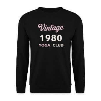 Vintage 1980's Yoga Club Retro Birth Year Vintage - Unisex Sweatshirt - black - Front - Alina (178cm) & Michal (187cm)