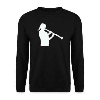 Silhouette with clarinet - Unisex Sweatshirt - black - Front - Alina (178cm) & Michal (187cm)
