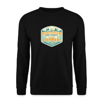 Camping-Humor: Therapie ade - Unisex Pullover - Schwarz - Vorne - Alina (178cm) & Michal (187cm)