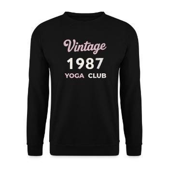 Vintage 1987 Yoga Club Retro Birth Year Vintage - Unisex Sweatshirt - black - Front - Alina (178cm) & Michal (187cm)