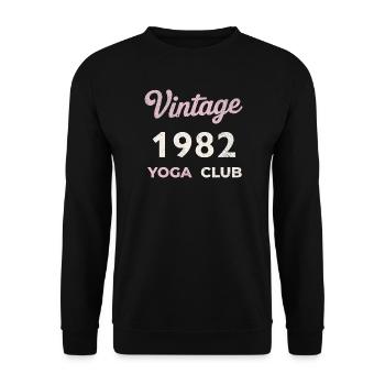 Vintage 1982 Yoga Club Retro Birth Year Vintage - Unisex Sweatshirt - black - Front - Alina (178cm) & Michal (187cm)
