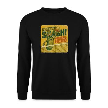 Pickleball Smash Handball Style Héros Rétro - Sweat-shirt Unisexe - noir - Devant - Alina (178cm) & Michal (187cm)