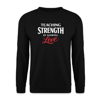 Teaching Strength, Showing Love | Dad Heart - Unisex Sweatshirt - black - Front - Alina (178cm) & Michal (187cm)