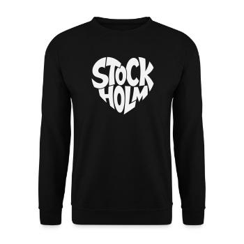 Stockholm Schweden Typografie - Unisex Pullover - Schwarz - Vorne - Alina (178cm) & Michal (187cm)