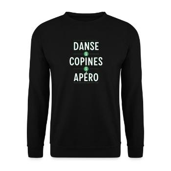 Danse Et Copines Et Apéro Cadeau Humour Drôle - Sweat-shirt Unisexe - noir - Devant - Alina (178cm) & Michal (187cm)