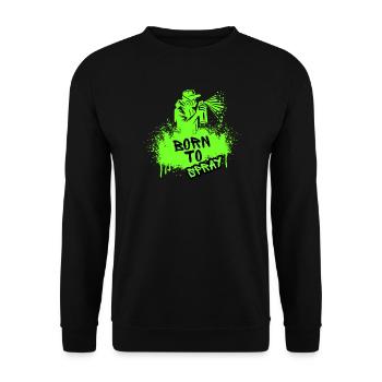 Born to Spray Art Urbain Graffiti Streetwear - Sweat-shirt Unisexe - noir - Devant - Alina (178cm) & Michal (187cm)