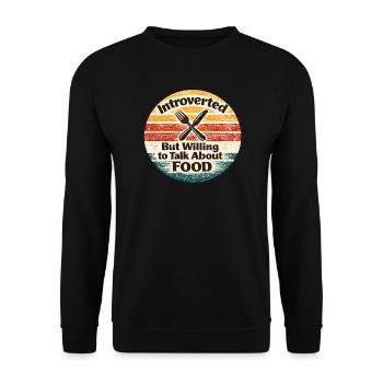 Introvertiert, aber redet gern über Essen - Unisex Pullover - Schwarz - Vorne - Alina (178cm) & Michal (187cm)