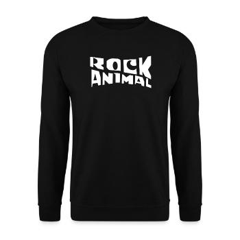Rock Animal: Kräftige monochrome Grafik - Unisex Pullover - Schwarz - Vorne - Alina (178cm) & Michal (187cm)