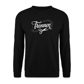  Trennen Schere Friseur Schneider Nähen Basteln - Unisex Pullover - Schwarz - Vorne - Alina (178cm) & Michal (187cm)