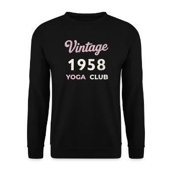 Vintage 1958 Yoga Club Retro Birth Year Vintage - Unisex Sweatshirt - black - Front - Alina (178cm) & Michal (187cm)