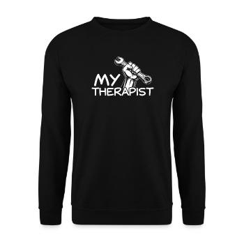 My therapist Car lover car guy mechanic - Unisex Pullover - Schwarz - Vorne - Alina (178cm) & Michal (187cm)
