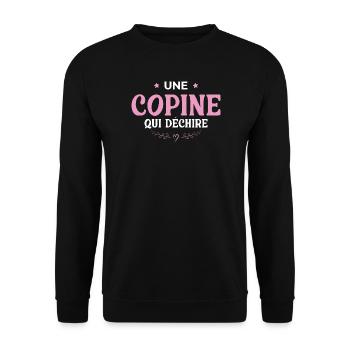 Eine Freundin, die Freundin zerreißt Geburtstag - Unisex Pullover - Schwarz - Vorne - Alina (178cm) & Michal (187cm)