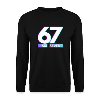 67 Néon Glitch Rétro, six-seven - Sweat-shirt Unisexe - noir - Devant - Alina (178cm) & Michal (187cm)